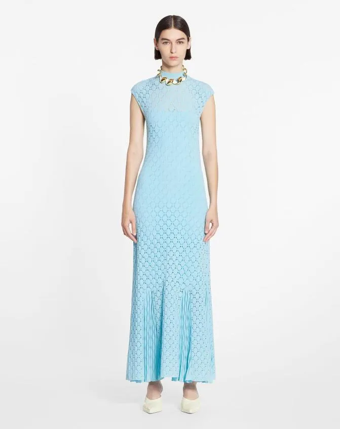 Women Dresses Lanvin Long Dress In Lace Effect Knit Budgie Women Dresses Lanvin Long Dress In Lace Effect Knit Budgie