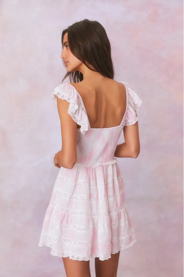 Women Dresses LoveShackFancy Finny Hand Dyed Mini Dress Peony Pink Hand Dye