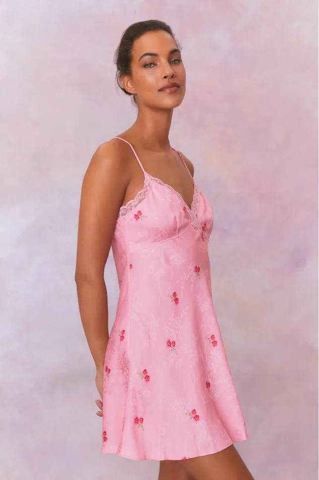 Women Dresses LoveShackFancy Larinda Slip Mini Dress Cherry Pink