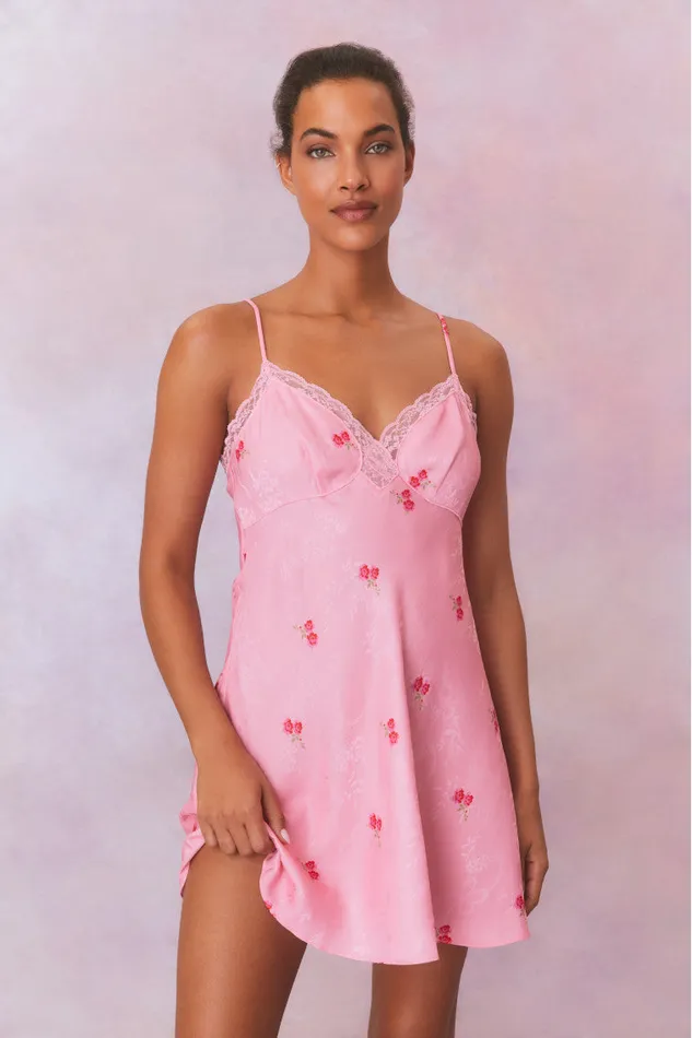 Women Dresses LoveShackFancy Larinda Slip Mini Dress Cherry Pink