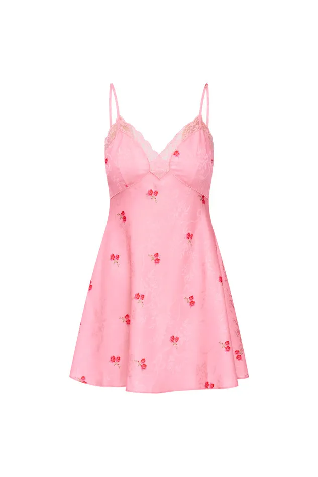 Women Dresses LoveShackFancy Larinda Slip Mini Dress Cherry Pink