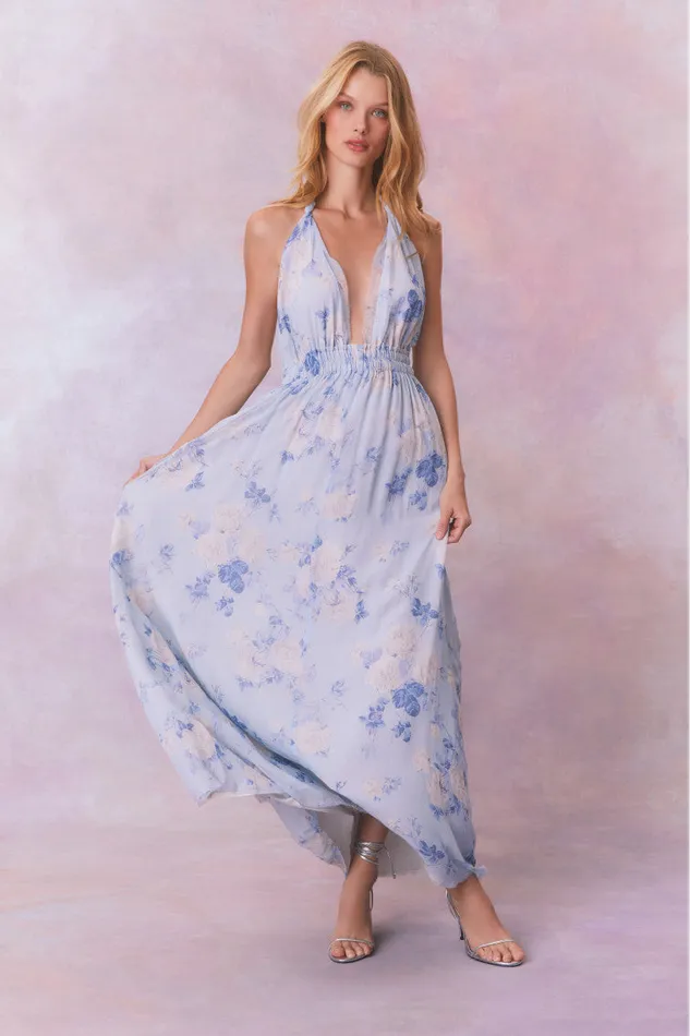 Women Dresses LoveShackFancy Love Fragrance Halter Maxi Dress Whisper Blue