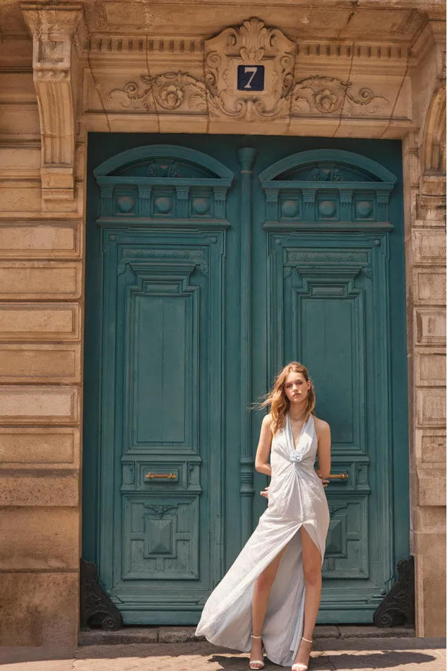 Women Dresses LoveShackFancy Lowry Halter Maxi Dress Ice Blue