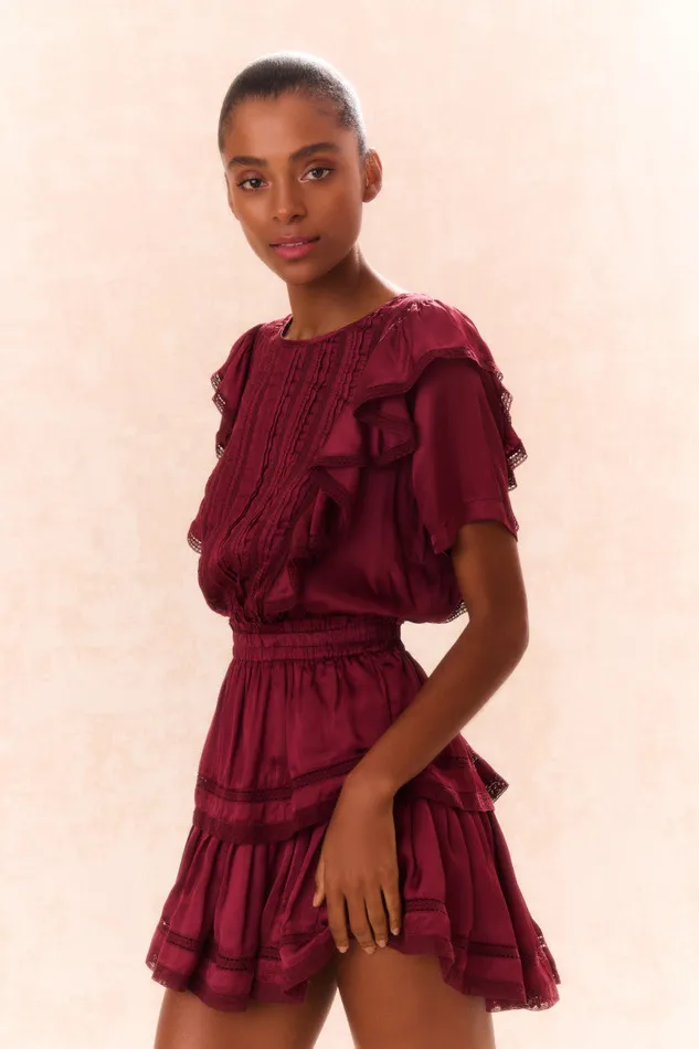Women Dresses LoveShackFancy Natasha Cotton Ruffle Dress Oxblood