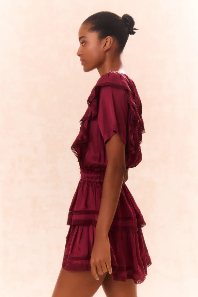 Women Dresses LoveShackFancy Natasha Cotton Ruffle Dress Oxblood