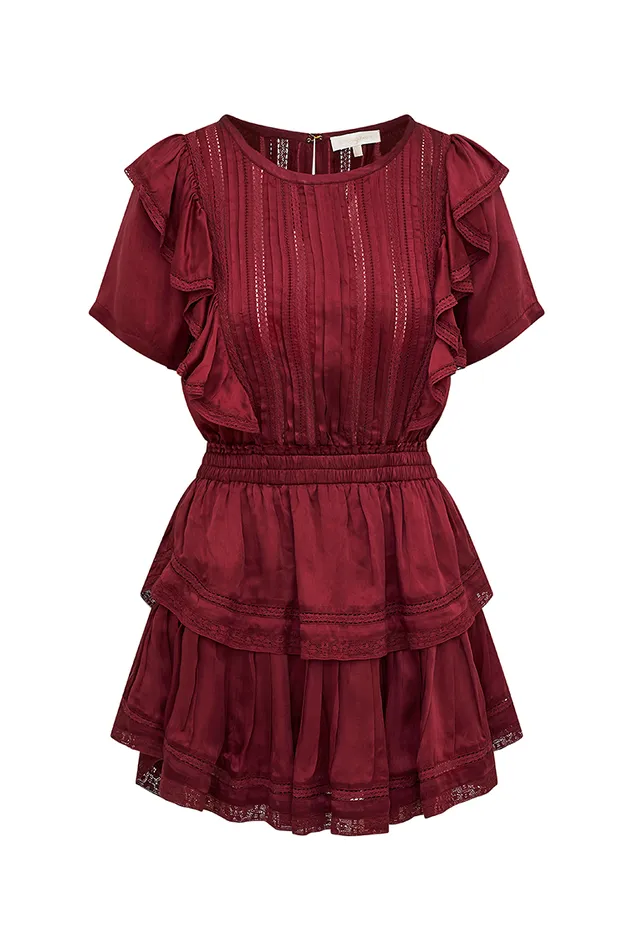 Women Dresses LoveShackFancy Natasha Cotton Ruffle Dress Oxblood