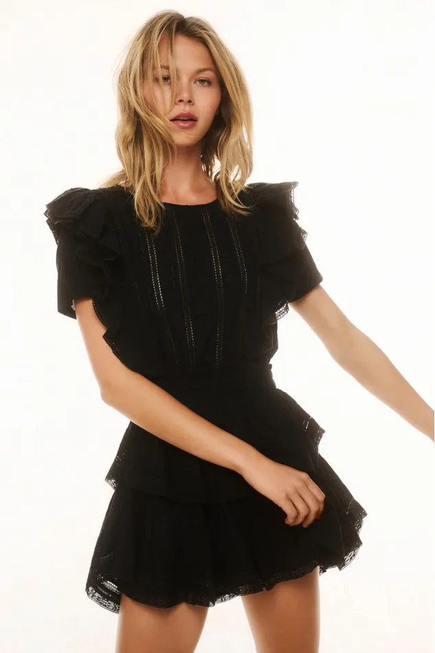 Women Dresses LoveShackFancy Natasha Heritage Mini Dress Black