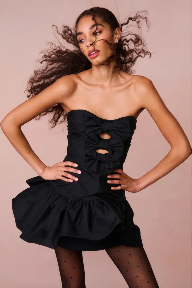 Women Dresses LoveShackFancy Woodlow Bow Mini Dress Black