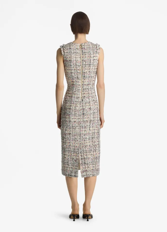 Women Dresses St John Multicolor Eyelash Tweed Dress Ecru Multi Women Dresses St John Multicolor Eyelash Tweed Dress Ecru Multi
