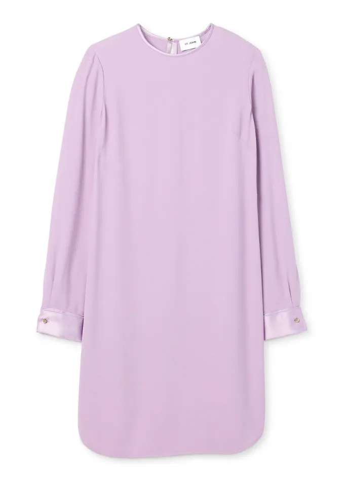 Women Dresses St John Satin Back Crepe Short Dress Amethyst