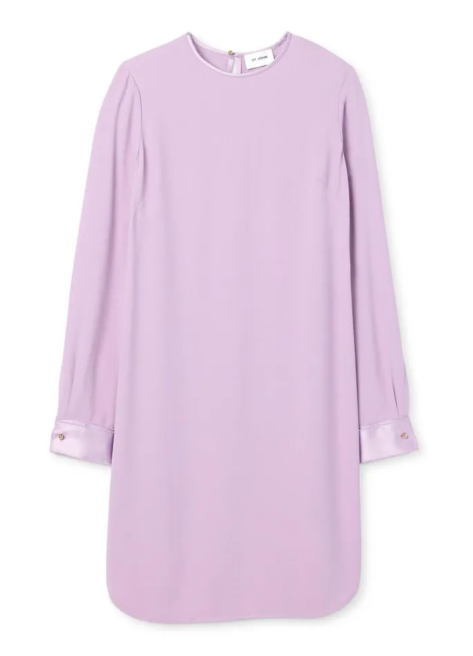 Women Dresses St John Satin Back Crepe Short Dress Amethyst Women Dresses St John Satin Back Crepe Short Dress Amethyst