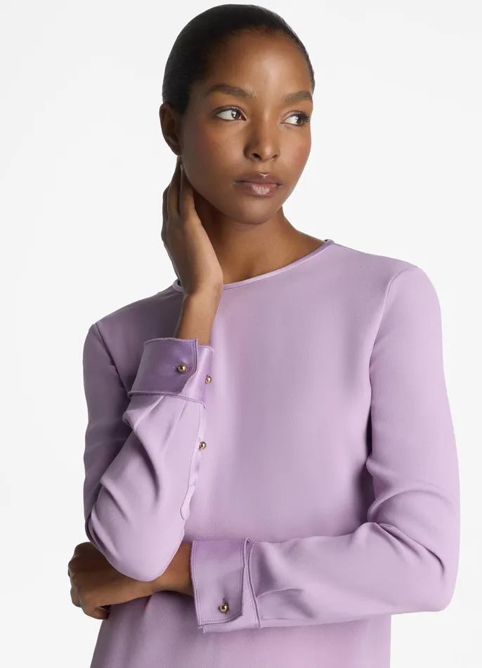 Women Dresses St John Satin Back Crepe Short Dress Amethyst Women Dresses St John Satin Back Crepe Short Dress Amethyst
