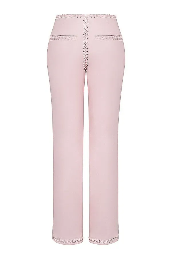 Women Elliot Peach Vegan Leather Lace Up Trousers House Of CB Bottoms