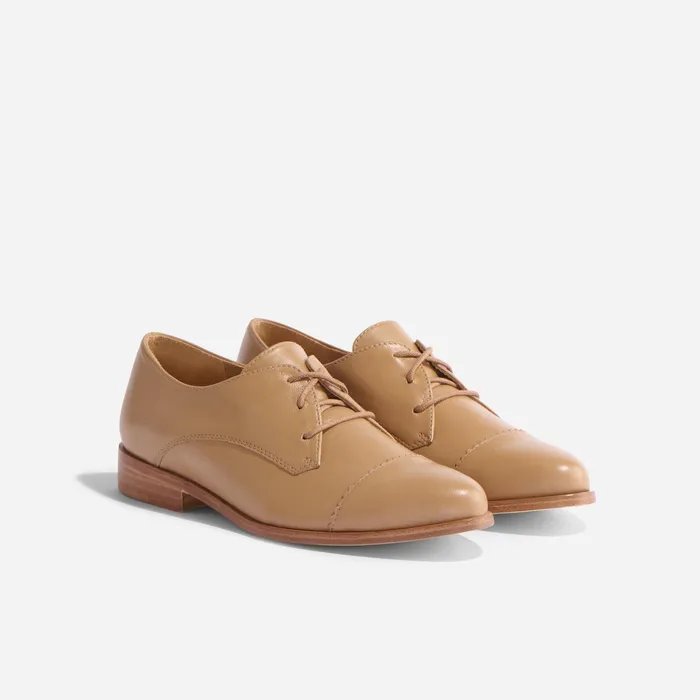 Women Emilia Cap Toe Oxford Almond Nisolo Flats and Slip Ons