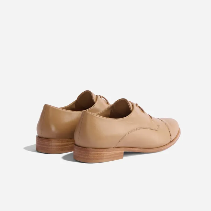 Women Emilia Cap Toe Oxford Almond Nisolo Flats and Slip Ons