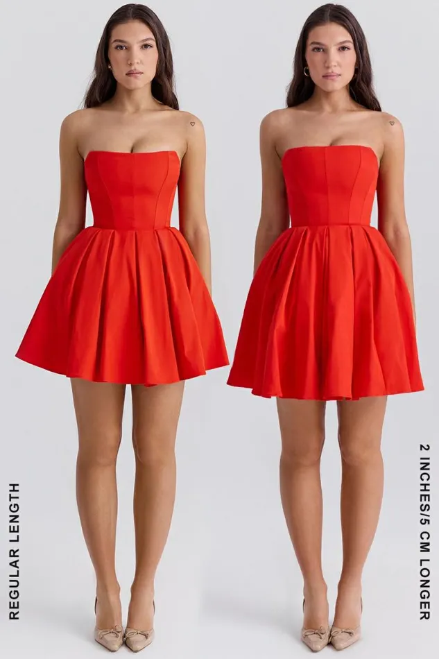 Women Emmanuela Italian Tomato Strapless Pleated Mini Dress House Of CB Dresses Women Emmanuela Italian Tomato Strapless Pleated Mini Dress House Of CB Dresses