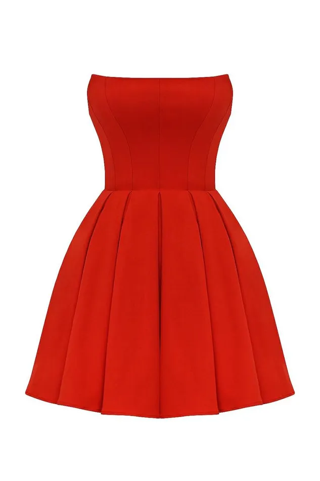 Women Emmanuela Italian Tomato Strapless Pleated Mini Dress House Of CB Dresses Women Emmanuela Italian Tomato Strapless Pleated Mini Dress House Of CB Dresses