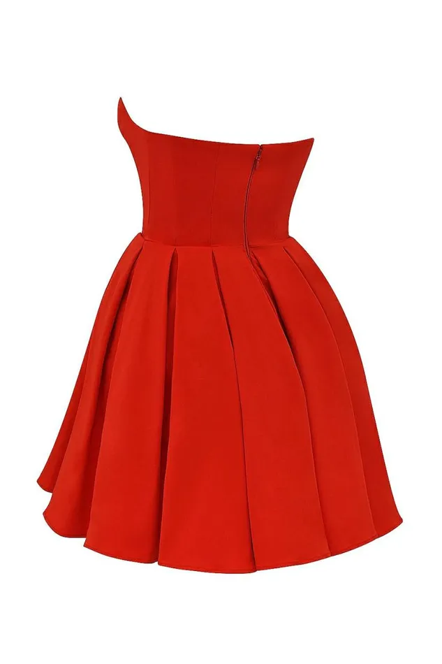 Women Emmanuela Italian Tomato Strapless Pleated Mini Dress House Of CB Dresses Women Emmanuela Italian Tomato Strapless Pleated Mini Dress House Of CB Dresses