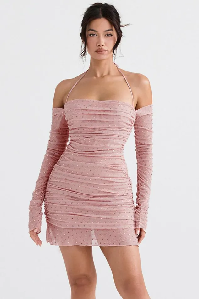Women Estella Soft Pink Crystallised Dress House Of CB Dresses