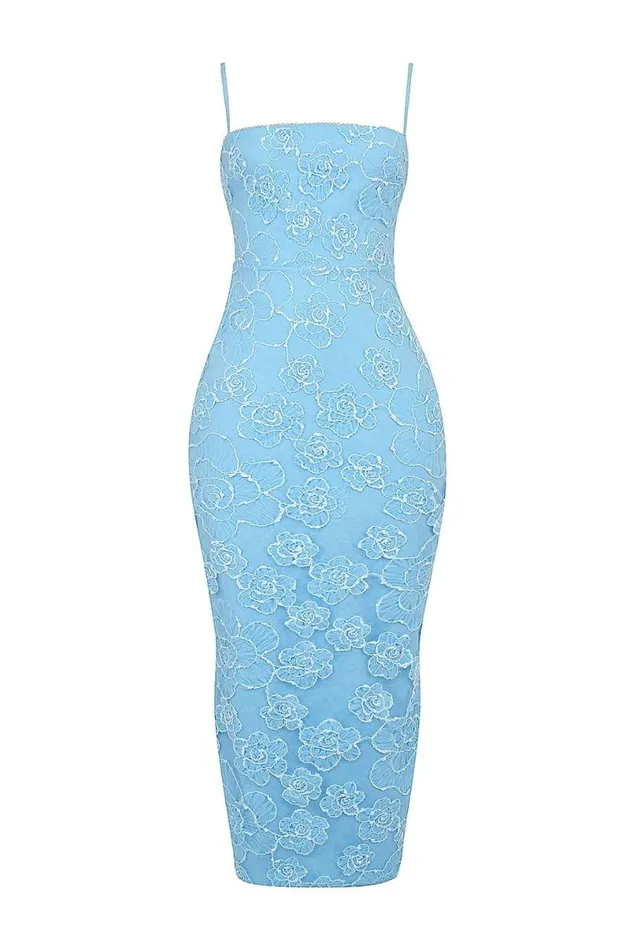 Women Eva Tuscan Blue Embroidered Floral Maxi Dress House Of CB Dresses Women Eva Tuscan Blue Embroidered Floral Maxi Dress House Of CB Dresses