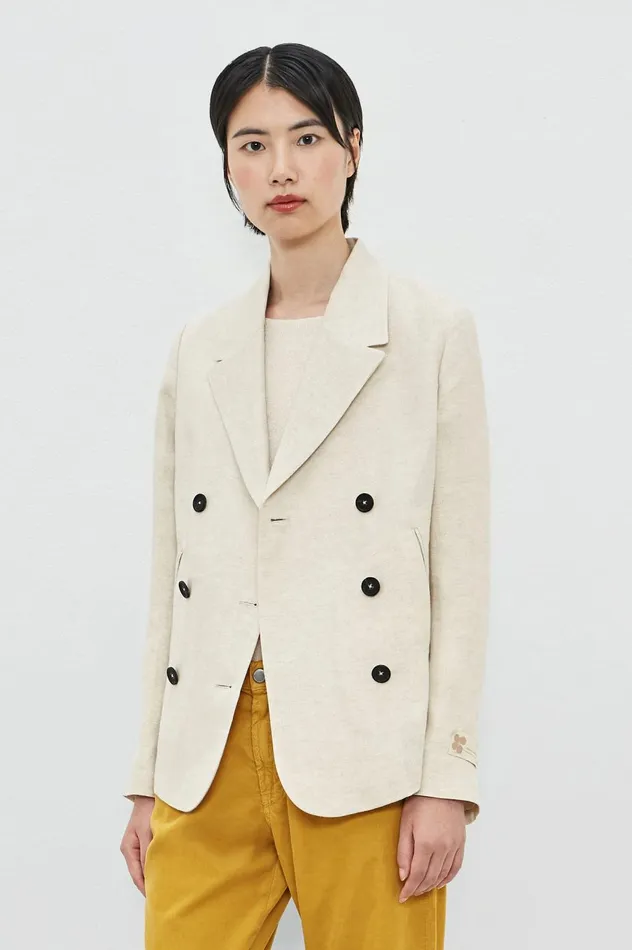Women EYRE 8211 Linen Peacoat 8211 Sabbia Massimo Alba Jackets and Coats