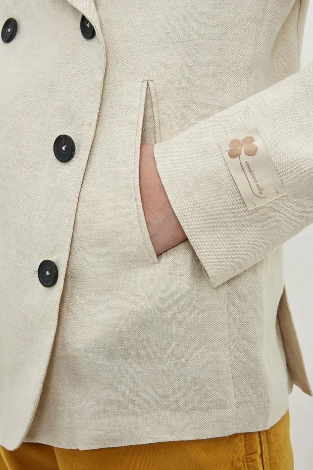 Women EYRE 8211 Linen Peacoat 8211 Sabbia Massimo Alba Jackets and Coats
