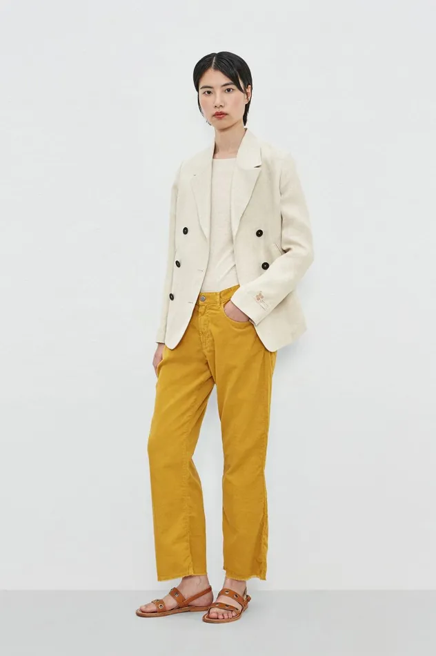 Women EYRE 8211 Linen Peacoat 8211 Sabbia Massimo Alba Jackets and Coats