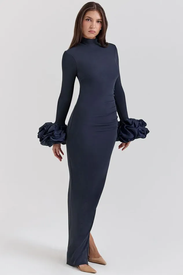 Women Fabienne Midnight Ruffle Sleeve Maxi Dress House Of CB Dresses Women Fabienne Midnight Ruffle Sleeve Maxi Dress House Of CB Dresses