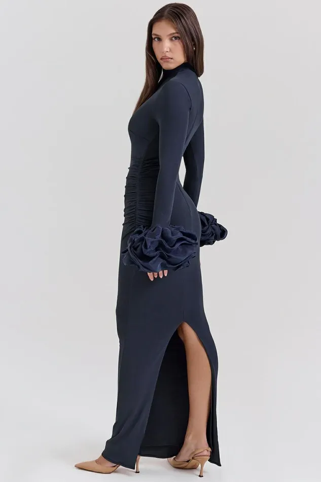 Women Fabienne Midnight Ruffle Sleeve Maxi Dress House Of CB Dresses Women Fabienne Midnight Ruffle Sleeve Maxi Dress House Of CB Dresses