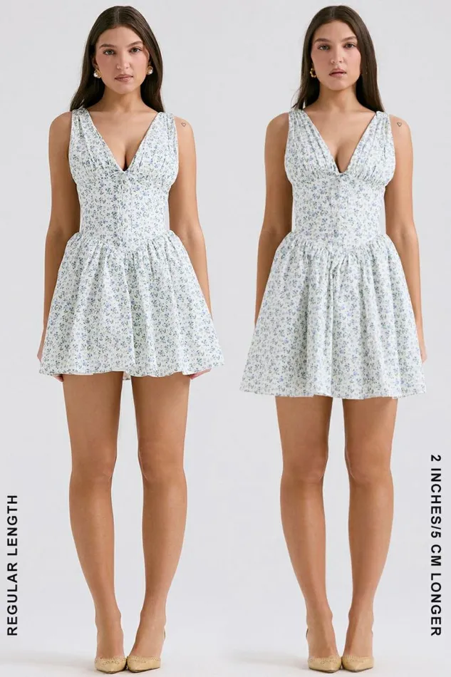 Women Fabrizia White Bluebell Print Corset Mini Dress House Of CB Dresses Women Fabrizia White Bluebell Print Corset Mini Dress House Of CB Dresses
