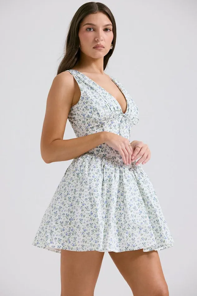 Women Fabrizia White Bluebell Print Corset Mini Dress House Of CB Dresses Women Fabrizia White Bluebell Print Corset Mini Dress House Of CB Dresses