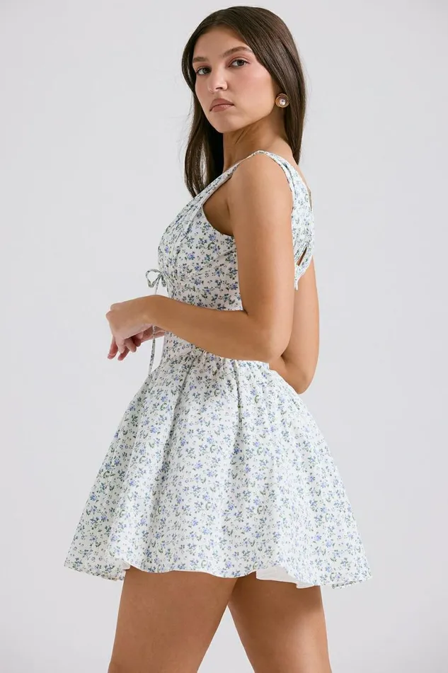 Women Fabrizia White Bluebell Print Corset Mini Dress House Of CB Dresses Women Fabrizia White Bluebell Print Corset Mini Dress House Of CB Dresses