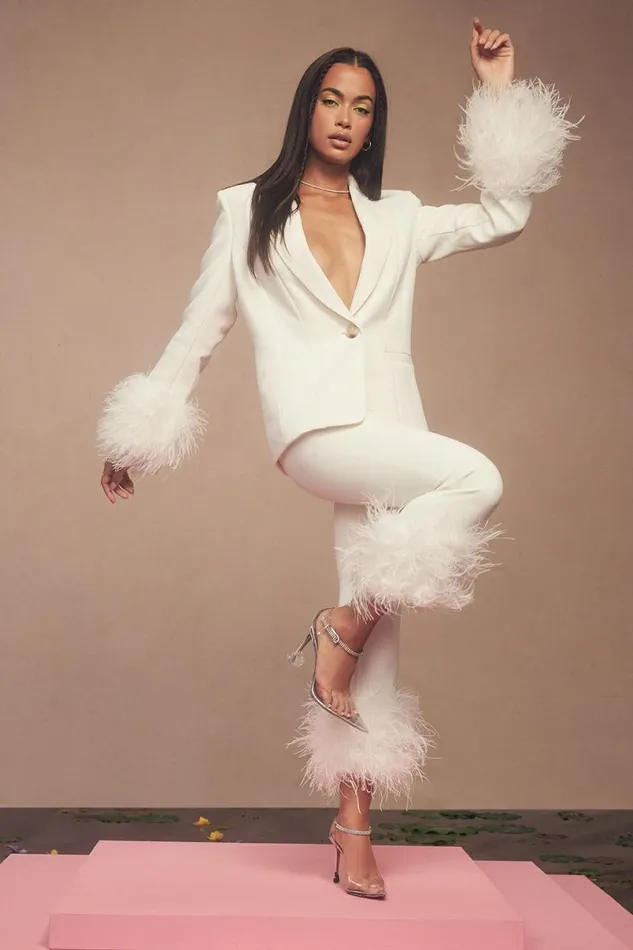 Women Fae Ivory Hem Trousers House Of CB Bottoms Women Fae Ivory Hem Trousers House Of CB Bottoms