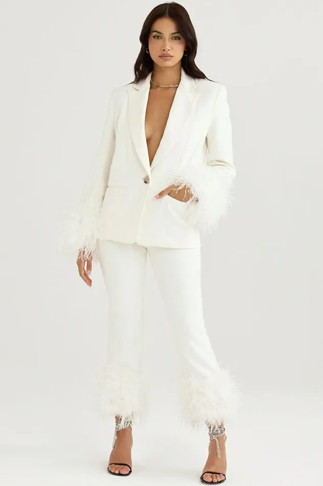 Women Fae Ivory Hem Trousers House Of CB Bottoms Women Fae Ivory Hem Trousers House Of CB Bottoms