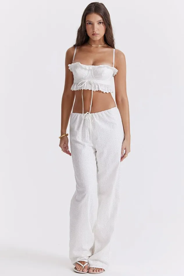 Women Federica White Broderie Anglais Bralette Top House Of CB Tops