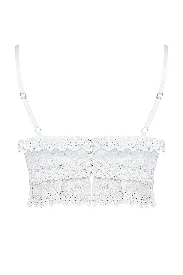Women Federica White Broderie Anglais Bralette Top House Of CB Tops