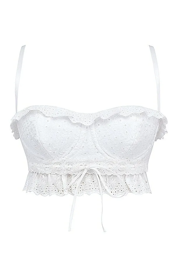 Women Federica White Broderie Anglais Bralette Top House Of CB Tops
