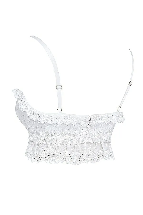 Women Federica White Broderie Anglais Bralette Top House Of CB Tops