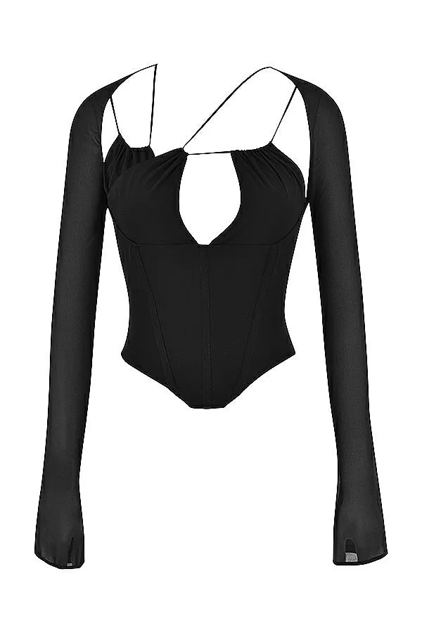 Women Florian Black Chiffon Corset House Of CB Corsets Women Florian Black Chiffon Corset House Of CB Corsets