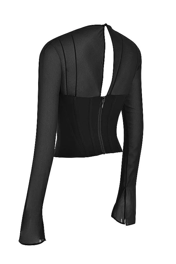 Women Florian Black Chiffon Corset House Of CB Corsets Women Florian Black Chiffon Corset House Of CB Corsets
