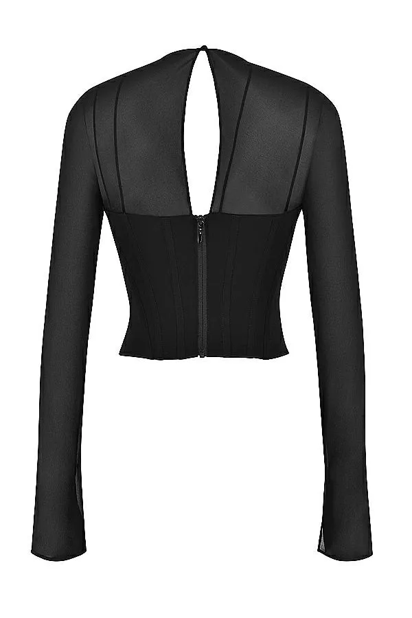 Women Florian Black Chiffon Corset House Of CB Corsets Women Florian Black Chiffon Corset House Of CB Corsets