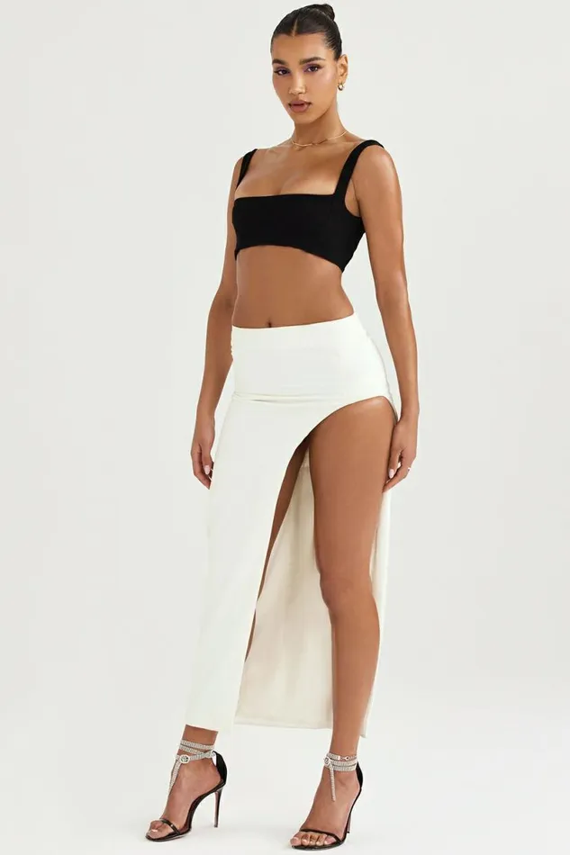 Women Francesca Ivory Thigh Split Midi Skirt House Of CB Bottoms Women Francesca Ivory Thigh Split Midi Skirt House Of CB Bottoms