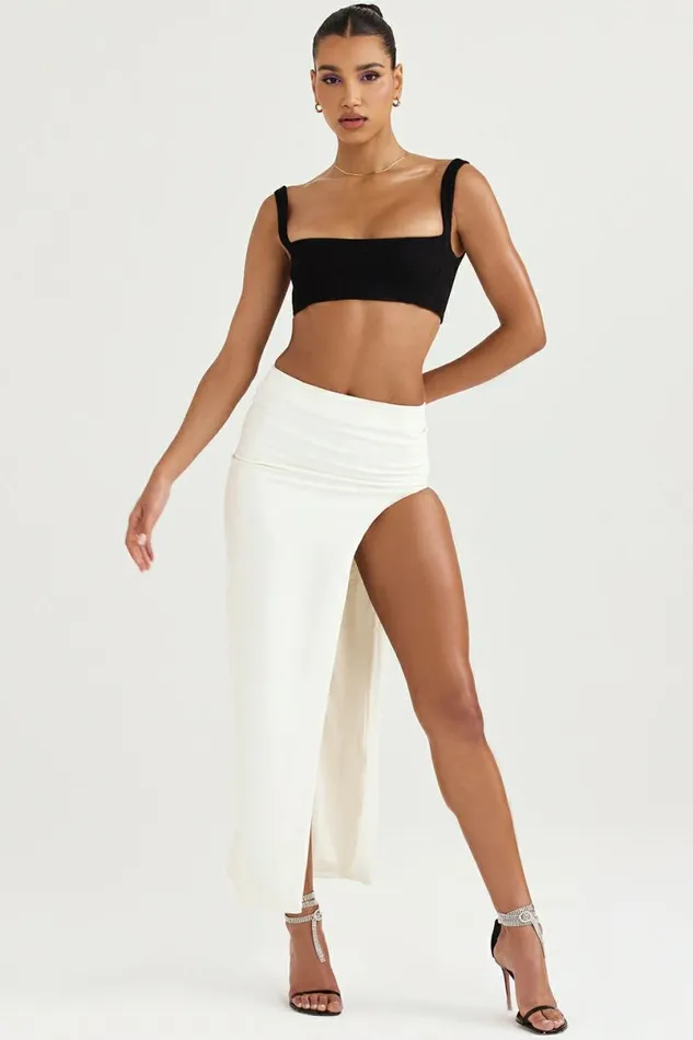 Women Francesca Ivory Thigh Split Midi Skirt House Of CB Bottoms Women Francesca Ivory Thigh Split Midi Skirt House Of CB Bottoms
