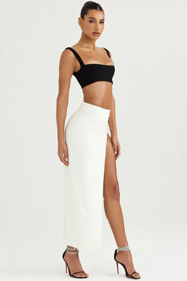Women Francesca Ivory Thigh Split Midi Skirt House Of CB Bottoms Women Francesca Ivory Thigh Split Midi Skirt House Of CB Bottoms