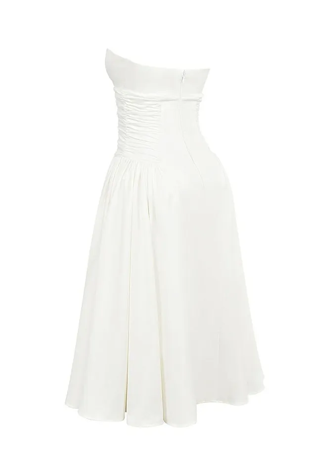Women Georgiana White Cotton Strapless Midi Sundress House Of CB Dresses