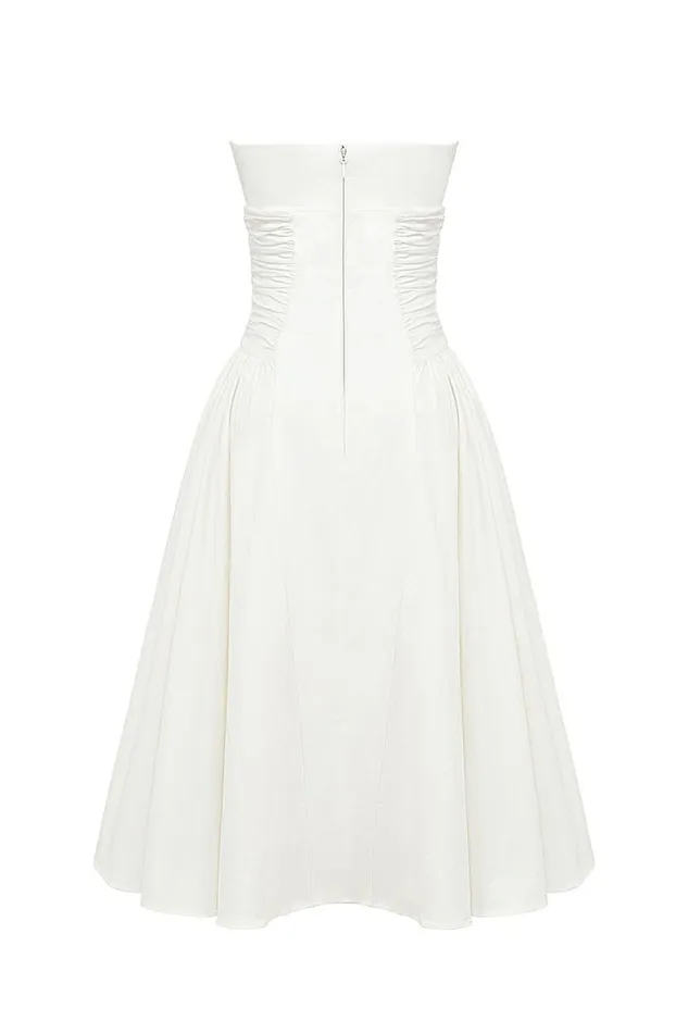 Women Georgiana White Cotton Strapless Midi Sundress House Of CB Dresses