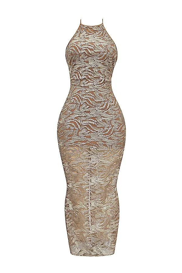 Women Giada Rose Gold Embroidered Sequinned Gown House Of CB Dresses