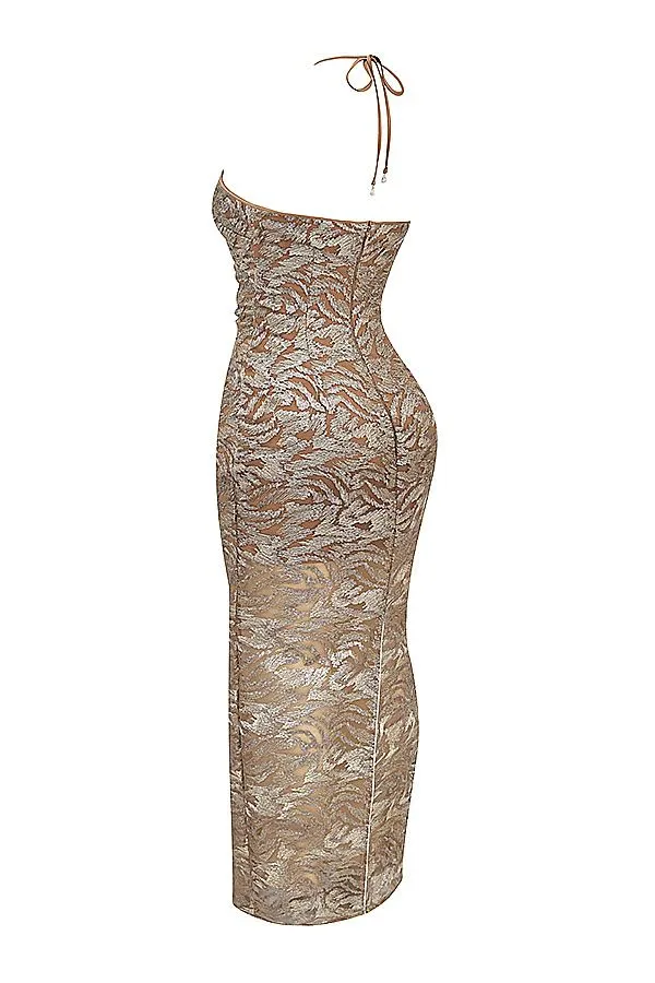 Women Giada Rose Gold Embroidered Sequinned Gown House Of CB Dresses