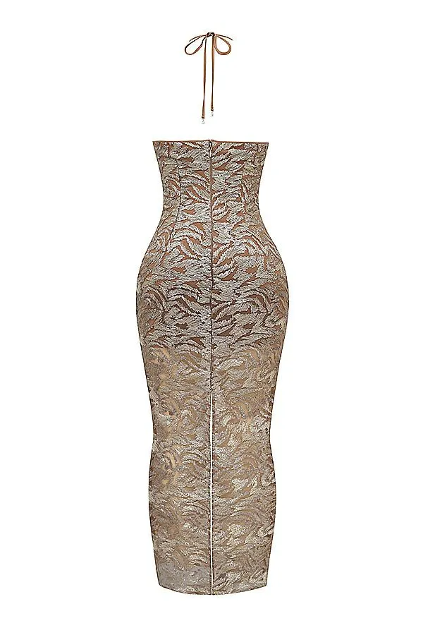 Women Giada Rose Gold Embroidered Sequinned Gown House Of CB Dresses