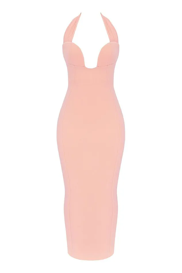 Women Gianina Sorbet Crepe Halter Maxi Dress House Of CB Dresses